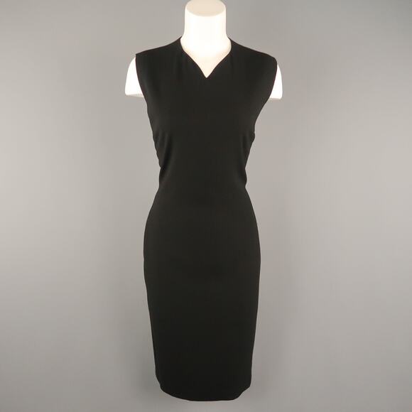 JIL SANDER Size 8 Black Back Cutouts V Neck Sleeveless Shift Dress - Picture 1 of 5
